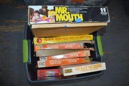 VINTAGE BOARD GAMES AND PUZZLES IN BIN