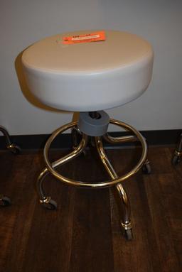 PHYSICIANS ROLLER STOOL, 14" DIAMETER, VINYL SWIVEL TOP,