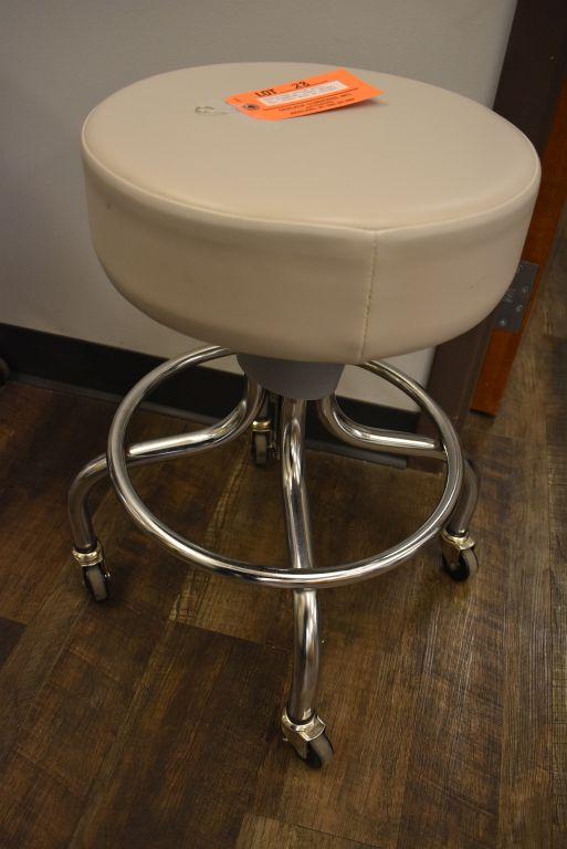 PHYSICIANS ROLLER STOOL, 14" DIAMETER, VINYL SWIVEL TOP,