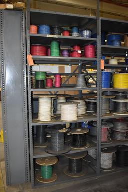 METAL SHELVING UNIT WITH MISC. GAUGE WIRE