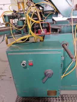 (1987) KUAL INC. (PETULUMA, CA.) DOUBLE END MITER SAW,