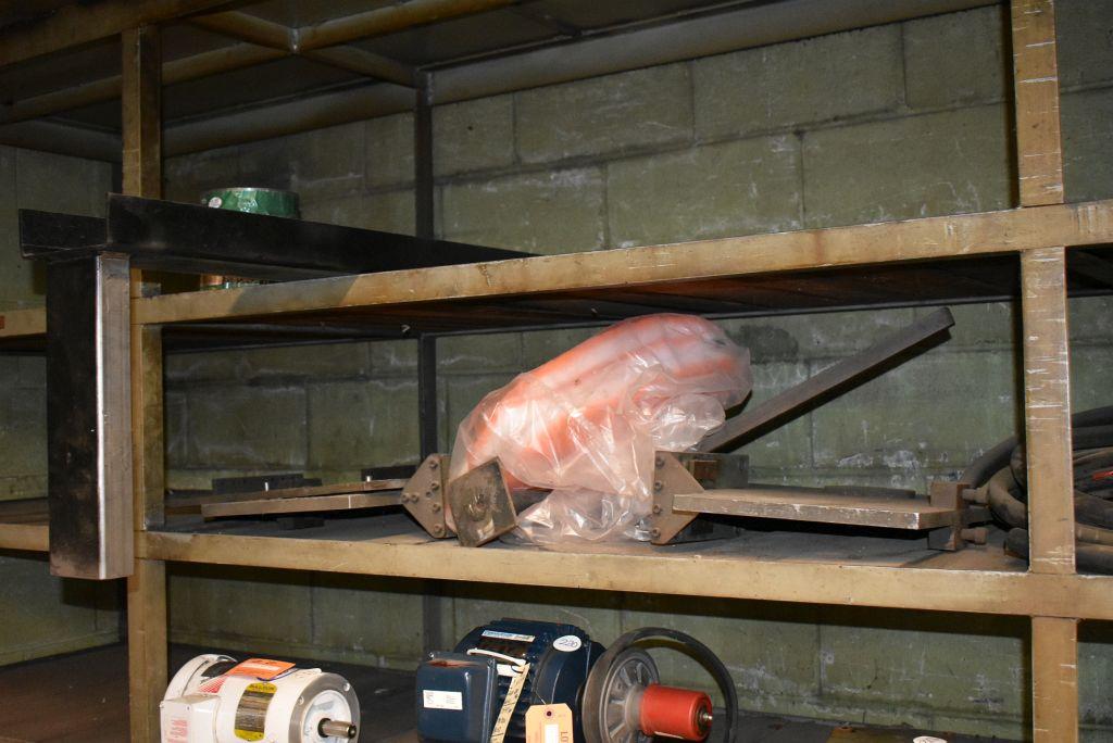 METAL BIN, HOSE AND MISC. METAL ON THIS SHELF
