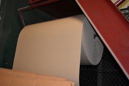 CORRUGATED CARDBOARD ROLL AND METAL BOX RACK WITH BOXES