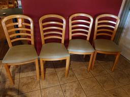 SET OF (4) CHAIRS, HORIZONTAL SLAT BACK, WOOD FRAME,