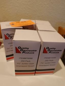 (6) BOXES OF 250 PACK 7 3/4" JUMBO CLEAR UNWRAPPED STRAWS