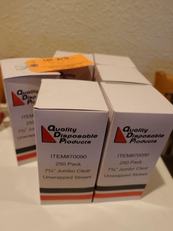 (6) BOXES OF 250 PACK 7 3/4" JUMBO CLEAR UNWRAPPED STRAWS