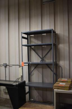 GRAY METAL SHELVING UNIT, 18"D X 36"W X 85"H