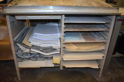 PRESS TABLE W/UPPER STORAGE, PEGBOARD, 30" X 46" TOP