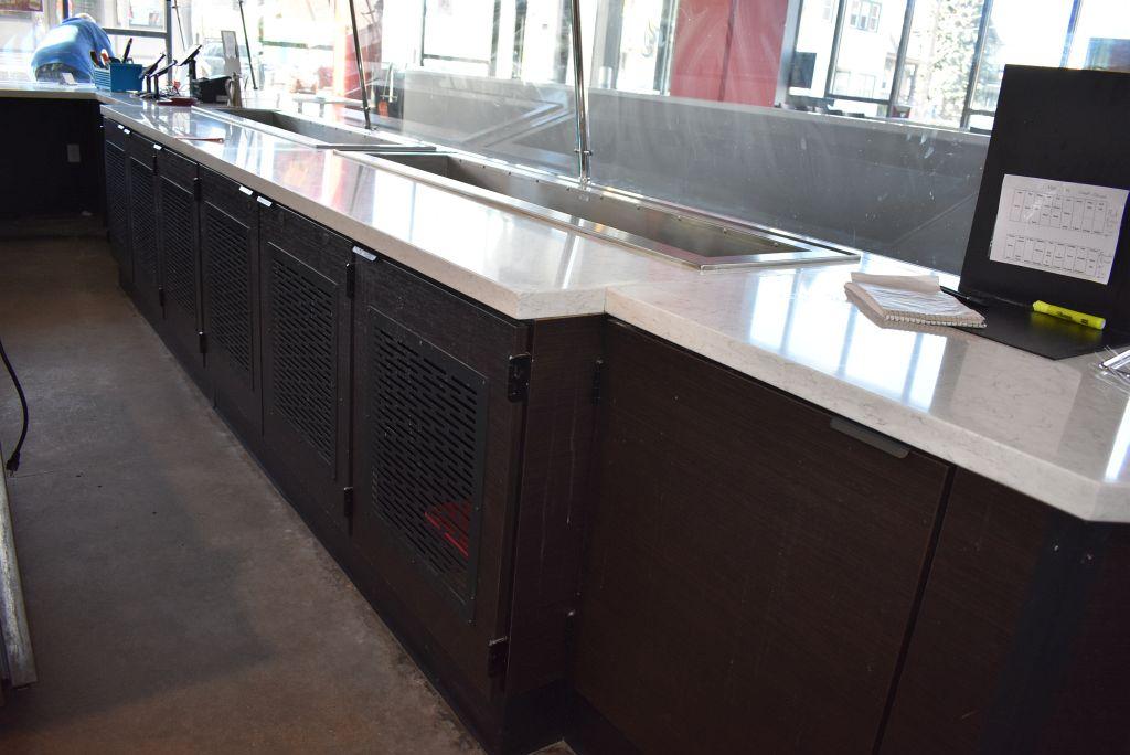 CUSTOM MADE 12' LONG REFRIGERATED PIZZA PREP TABLE,