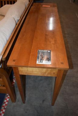 HARDEN WOODEN TABLE W/2 DRAWERS, 17"D X 54"W X 30"H