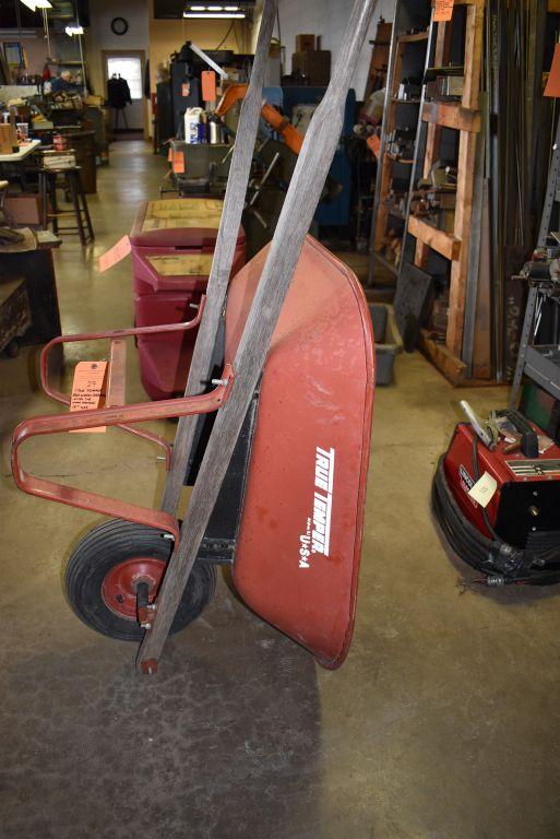 TRUE TEMPER RED WHEEL BARROW WITH METAL TUB,