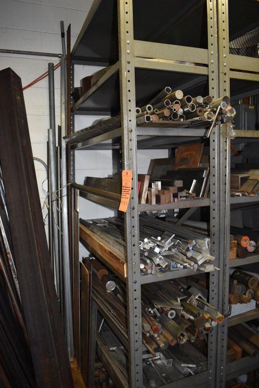 METAL SHELVING UNIT WITH EIGHT SHELVES WITH CONTENTS;
