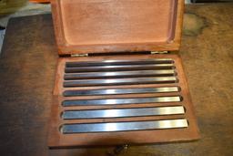 STARRETT EIGHT PIECE SET OF GAGE BLOCKS WITH CASE