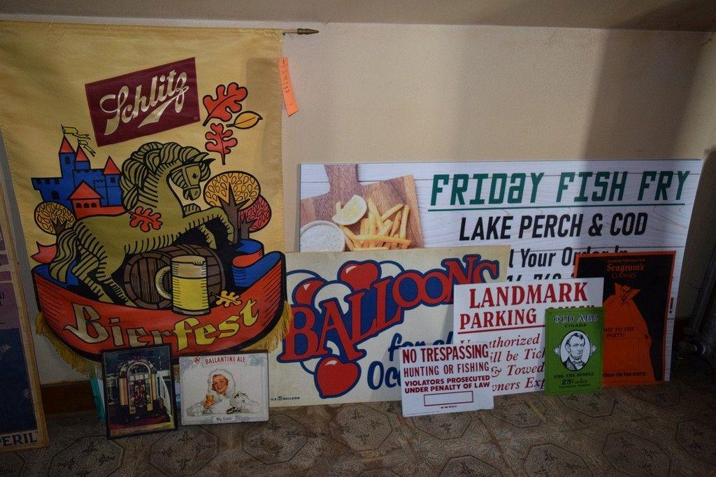 MISC. SIGNS & SCHLITZ BANNER