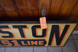 PRESTON "THE 151 LINE" WOODEN HANGING SIGN,