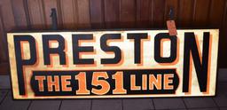 PRESTON "THE 151 LINE" WOODEN HANGING SIGN,
