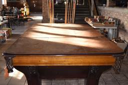 VINTAGE BRUNSWICK STYLE SLATE POOL TABLE, ORNATE
