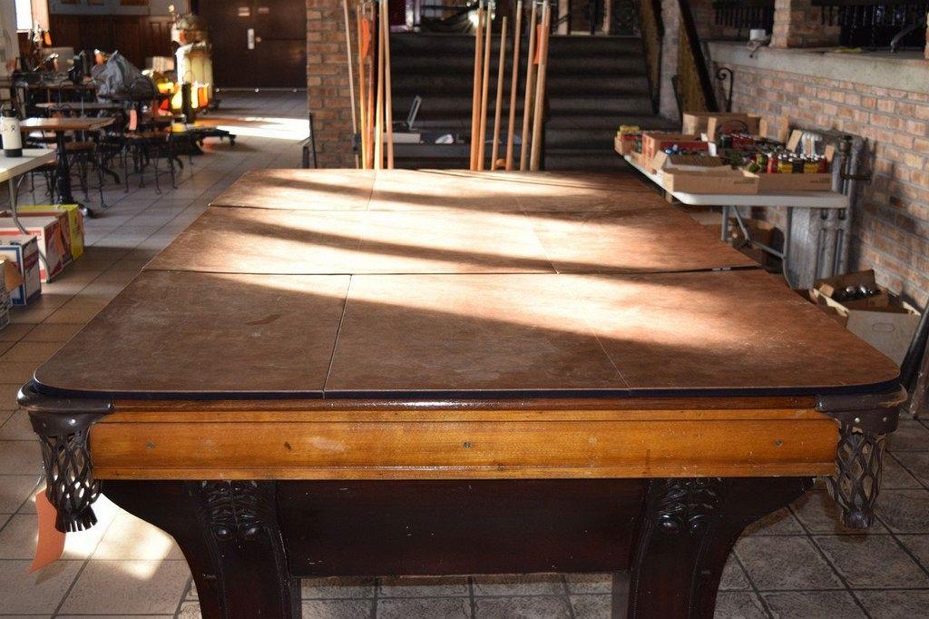 VINTAGE BRUNSWICK STYLE SLATE POOL TABLE, ORNATE