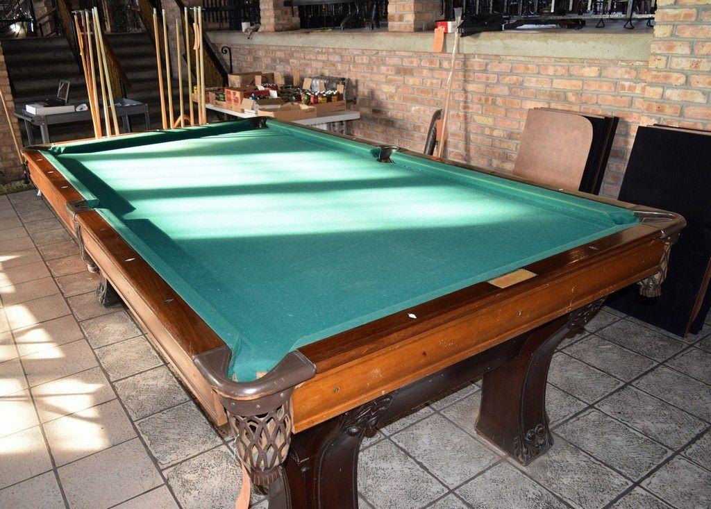 VINTAGE BRUNSWICK STYLE SLATE POOL TABLE, ORNATE