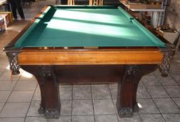 VINTAGE BRUNSWICK STYLE SLATE POOL TABLE, ORNATE