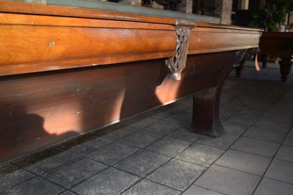 VINTAGE BRUNSWICK STYLE SLATE POOL TABLE, ORNATE