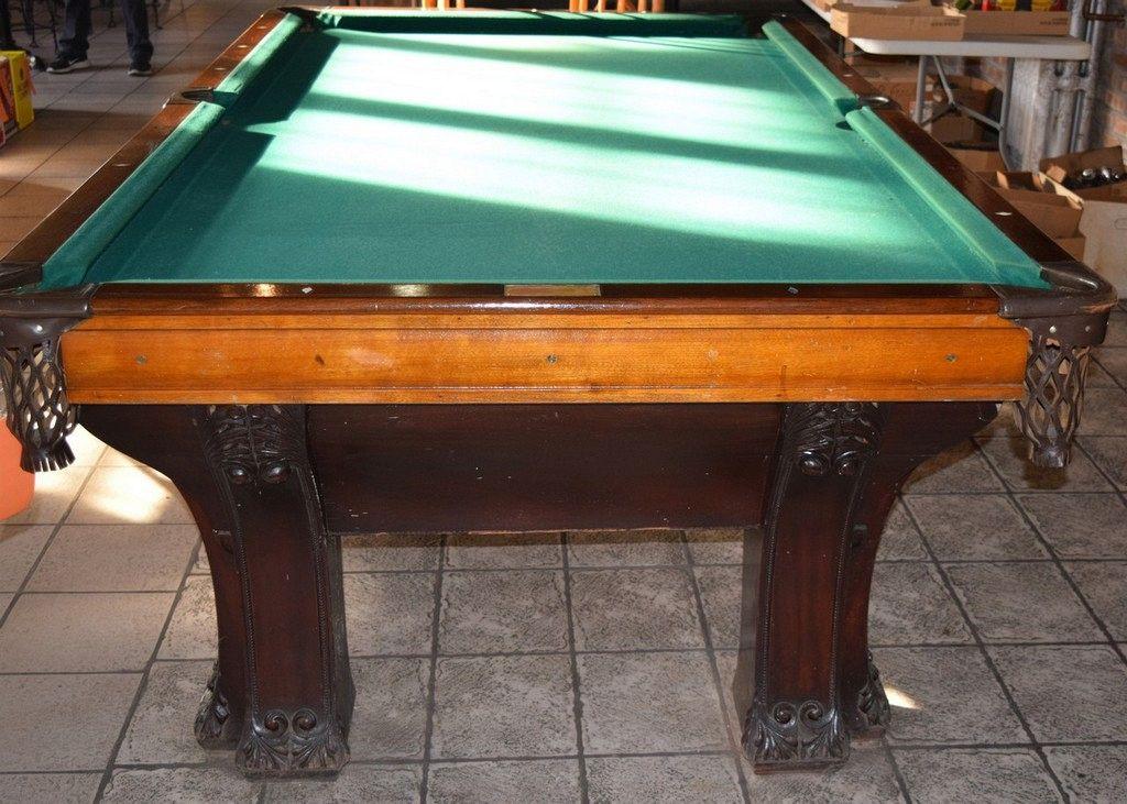 VINTAGE BRUNSWICK STYLE SLATE POOL TABLE, ORNATE