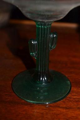 APPROX. (40) TWO TONE MARGARITA GLASSES WITH CACTUS STEMS,