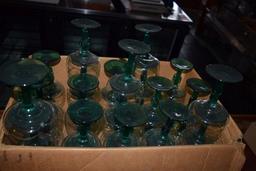 APPROX. (40) TWO TONE MARGARITA GLASSES WITH CACTUS STEMS,