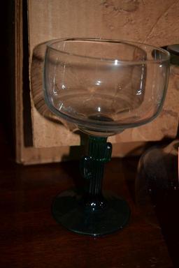 APPROX. (40) TWO TONE MARGARITA GLASSES WITH CACTUS STEMS,