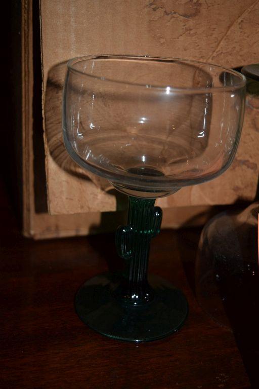 APPROX. (40) TWO TONE MARGARITA GLASSES WITH CACTUS STEMS,
