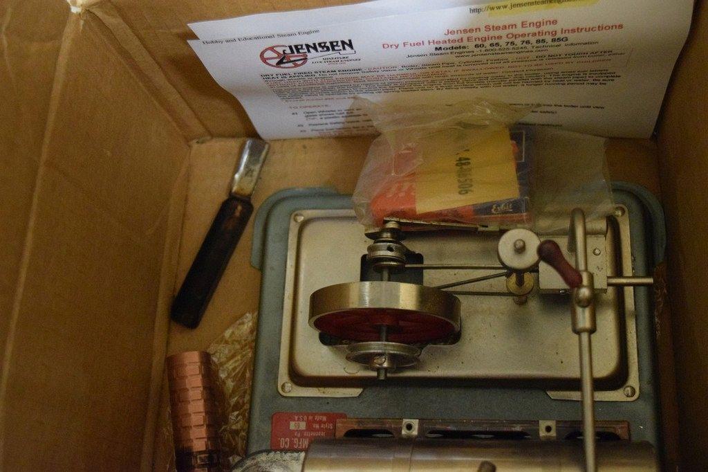 JENSEN #65 TOY STEAM ENGINE WITH BOX AND INSTRUCTIONS