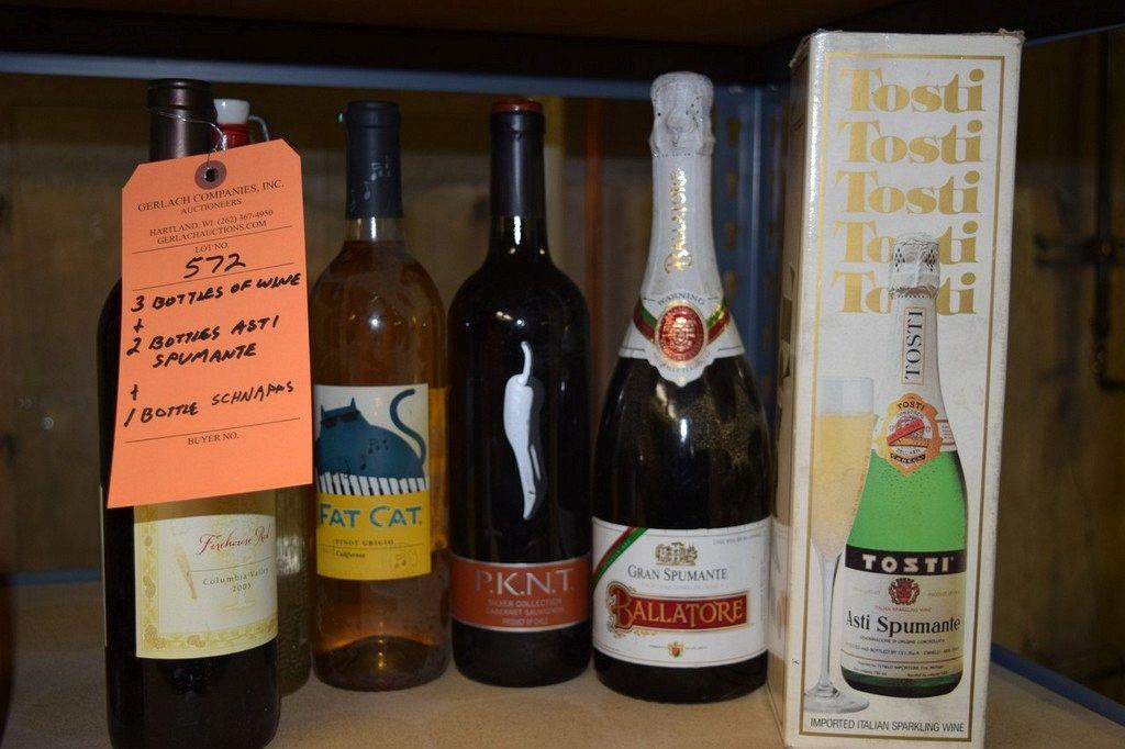 (3) BOTTLES OF WINE AND (2) BOTTLES OF ASTI SPUMANTE