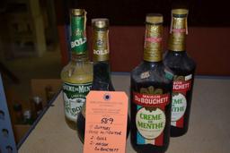 (4) BOTTLES OF CREME DE MENTHE, (2) BOLS & (2) MAISON