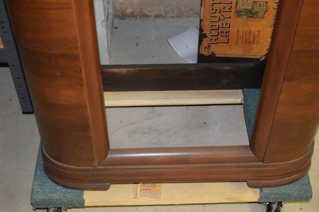 ANTIQUE RADIO CABINET AND GRILL, REFINISHED BY CRAIG GRAYBAR