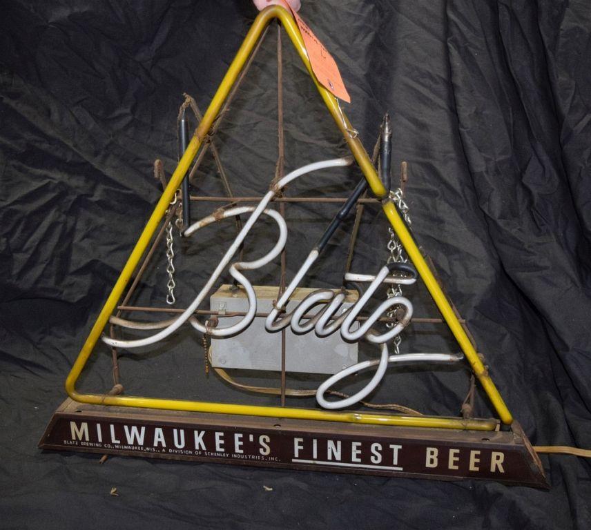 TRIANGULAR "BLATZ" NEON SIGN, "MILWAUKEE'S FINEST BEER"