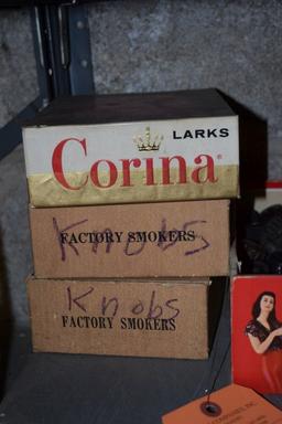 (4) BOXES OF RADIO KNOBS, 1920'S - 1940'S