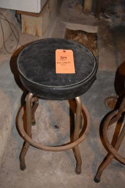 (2) 1950'S BAR STOOLS, ROUND SEATS