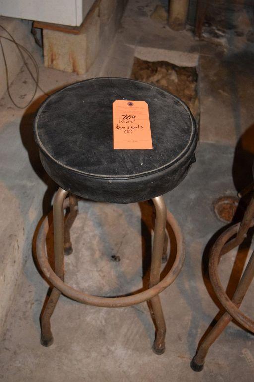 (2) 1950'S BAR STOOLS, ROUND SEATS