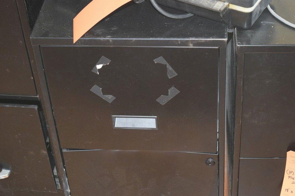 (2) BLACK METAL TWO DRAWER FILE CABINETS, 18" x 15" x 25" HIGH