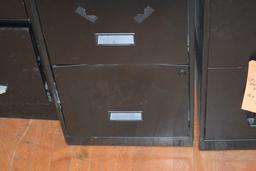 (2) BLACK METAL TWO DRAWER FILE CABINETS, 18" x 15" x 25" HIGH