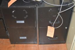 (2) BLACK METAL TWO DRAWER FILE CABINETS, 18" x 15" x 25" HIGH