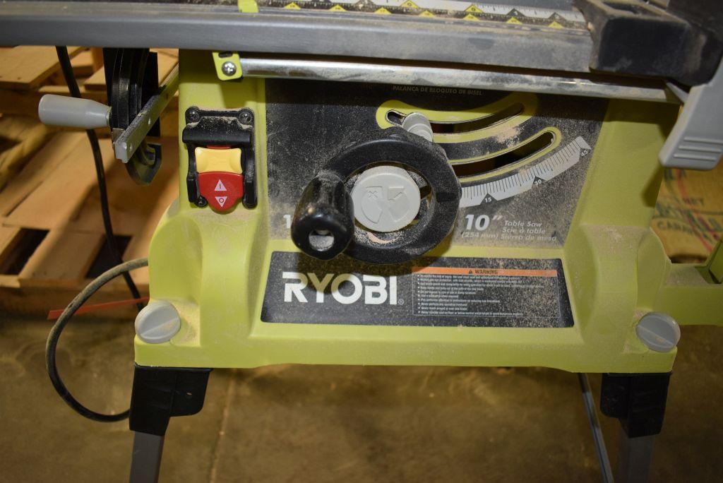 RYOBI 10" PORTABLE TABLE SAW WITH REMOVABLE LEGS,
