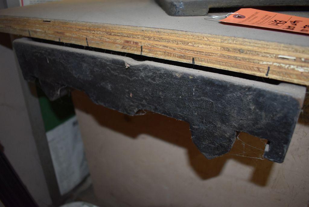 BENCH WITH IRON TOP, NO CONTENTS