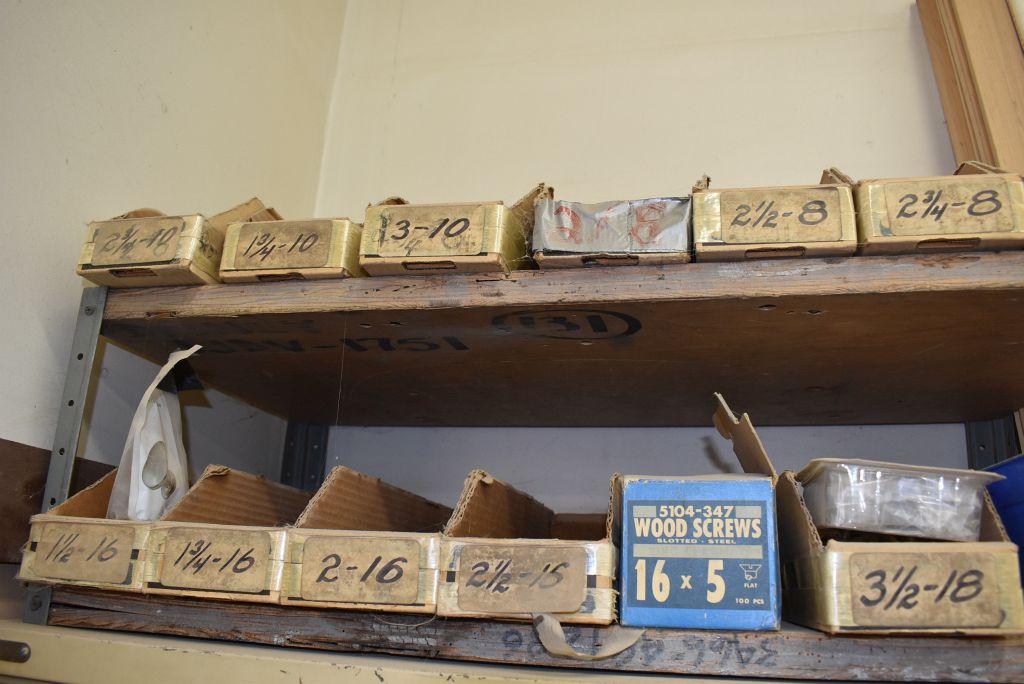 SHELVING UNIT WITH TWO SHELVES WITH CONTENTS;