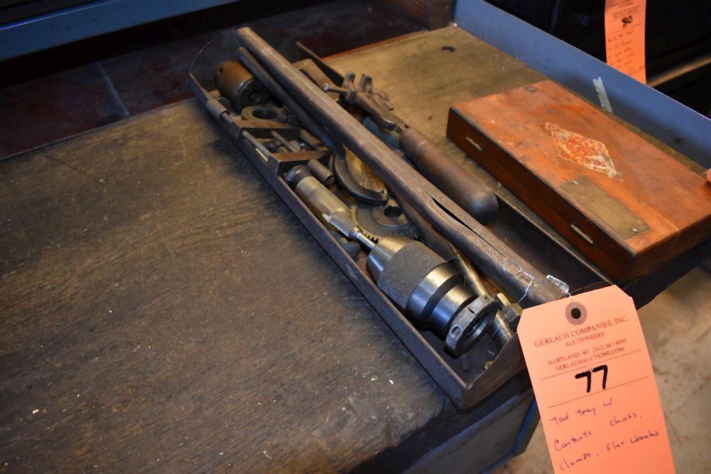 TOOL TRAY WITH CONTENTS; CHUCKS, CLAMPS,