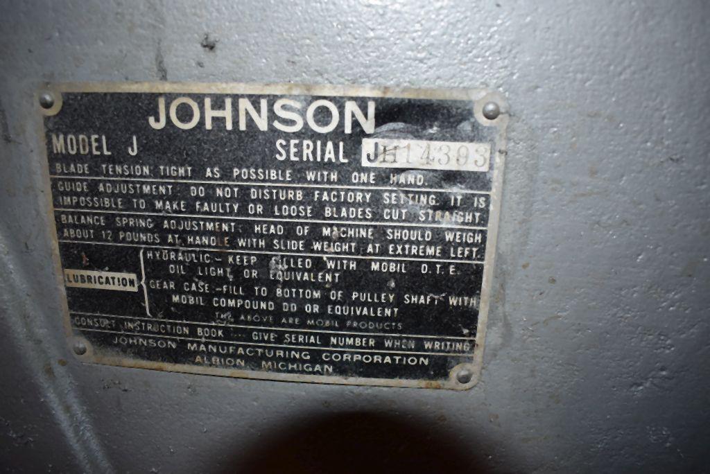 JOHNSON HORIZONTAL BAND SAW, MODEL J, S/N: JH14393,