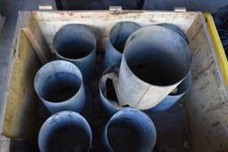 CRATE W/(9) METAL CYLINDERS W/MOUNTING BASES