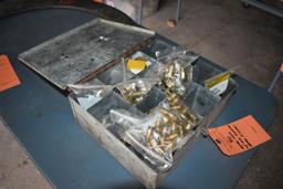 METAL CASE W/MISC. ASSORTED BRASS FITTINGS