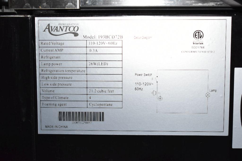 AVANTCO DRY BAKERY DISPLAY CASE, GLASS FRONT/BACK,
