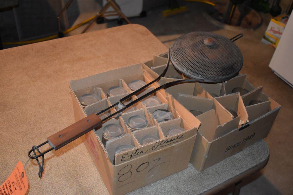 (2) BOXES OF SMALL GLASSES AND POPCORN POPPER ON TABLE